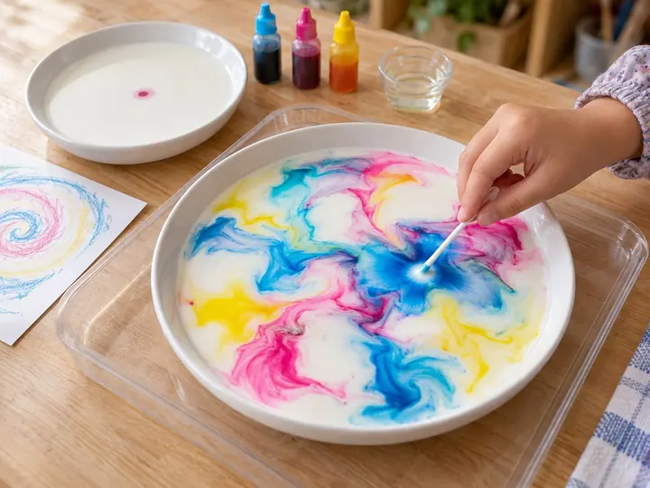 Colourful milk painting